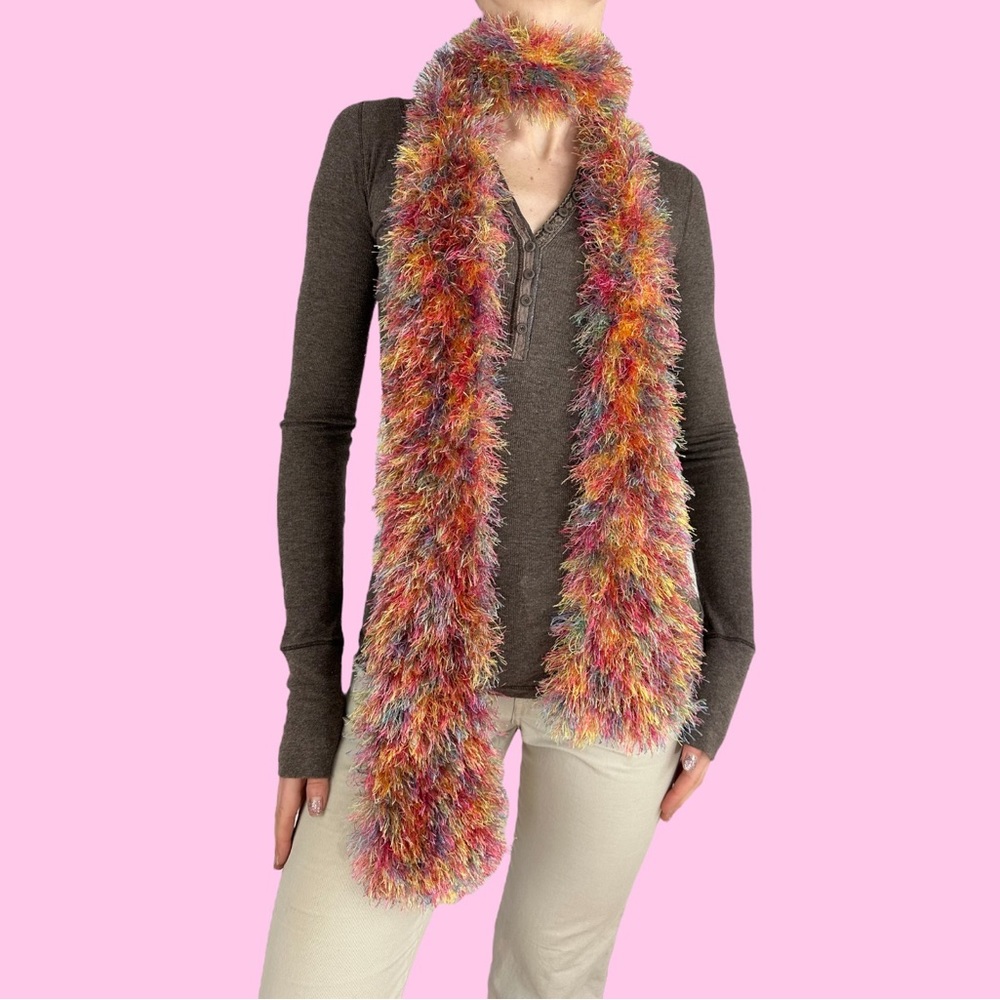Y2K Fuzzy Rainbow Scarf